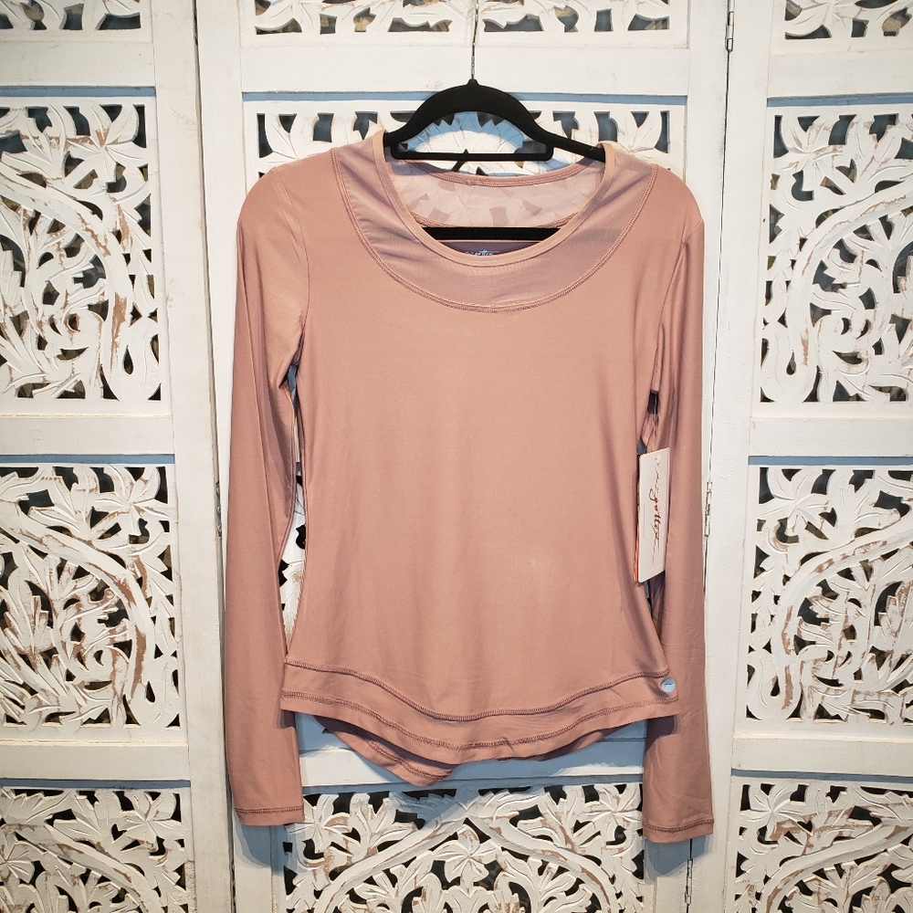 Gottex NWT Long Sleeve Dusty Pink Mesh Shirt Sz Sm